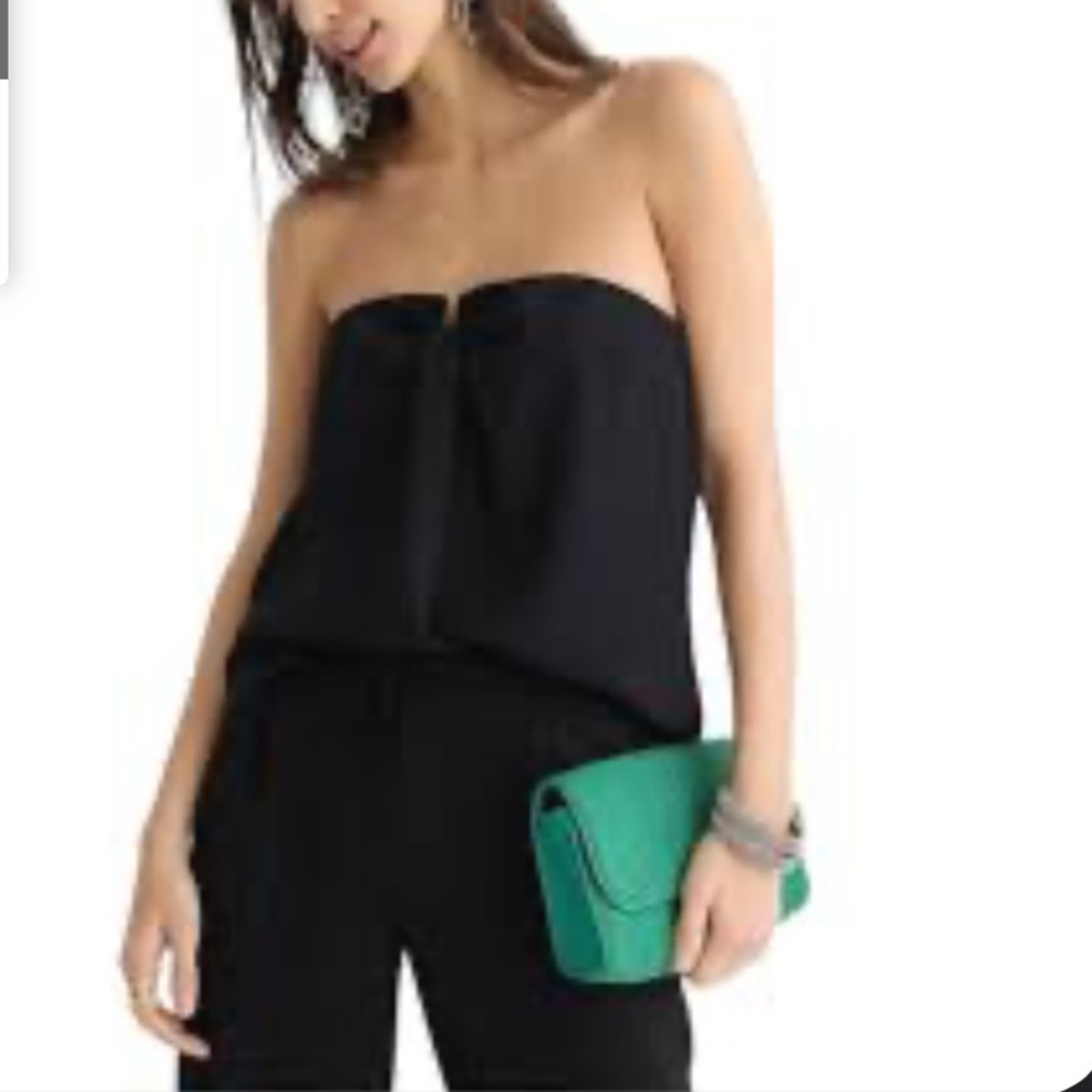 NWT J. Crew Sz 8 & 12 Black Crepe Drapey Bustier Sleeveless Top Blouse